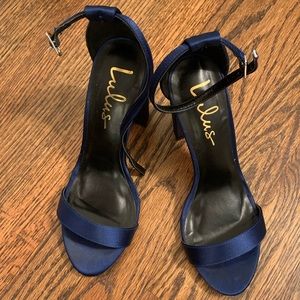 Lulus navy satin shoes size 7.5